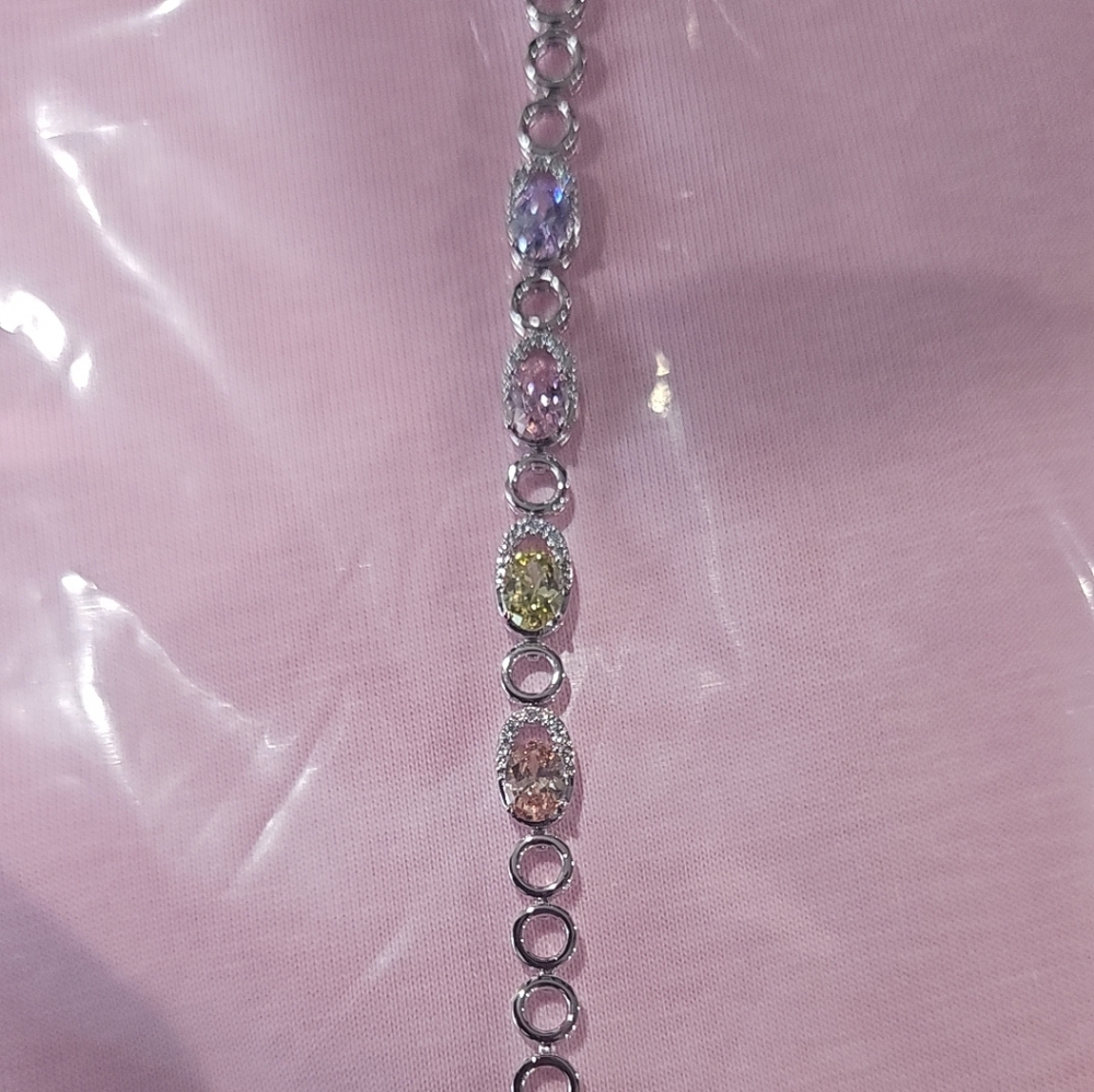 Elegant Silver and Pink Bracelet